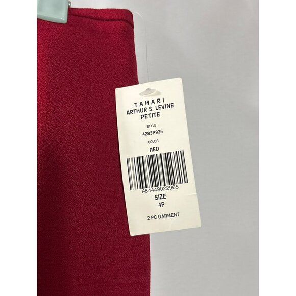 Tahari Arthur S. Levine Womens Red 2-Piece Skirt Suit Set 4P Button Blazer New - Picture 10 of 12